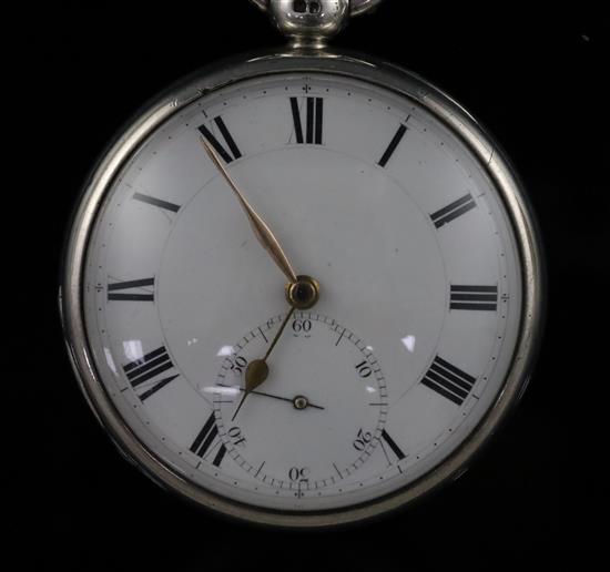 A Victorian silver keywind cylinder pocket watch by James Haughton, London,